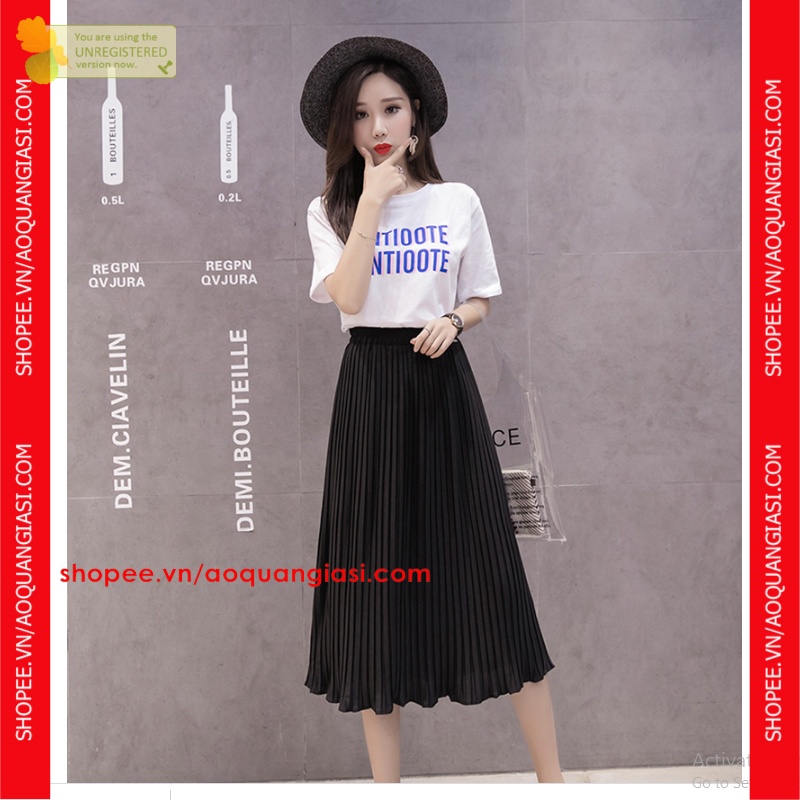 Chân váy phối xếp ly nhỏ 2 tầng lưng thun mt1106, mt828, mt949 cute và dễ thương xinh yêu aoquangiasi.com