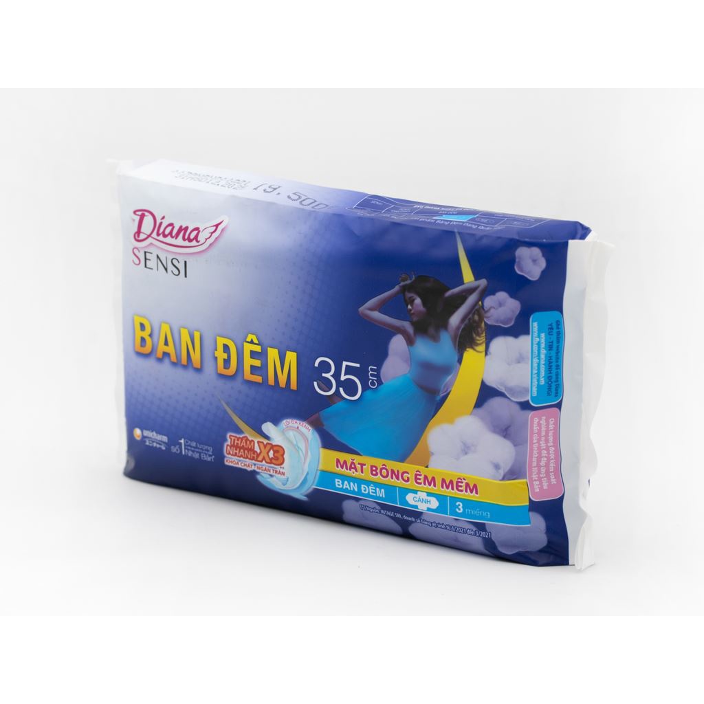 Băng vệ sinh ban đêm Diana Cool Fresh 35CM siêu mát có cánh 3 miếng