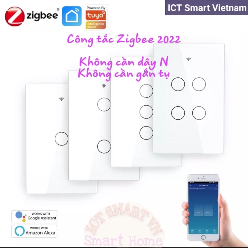 Công tắc cảm ứng Zigbee Tuya, không cần dây N, không cần gắn tụ