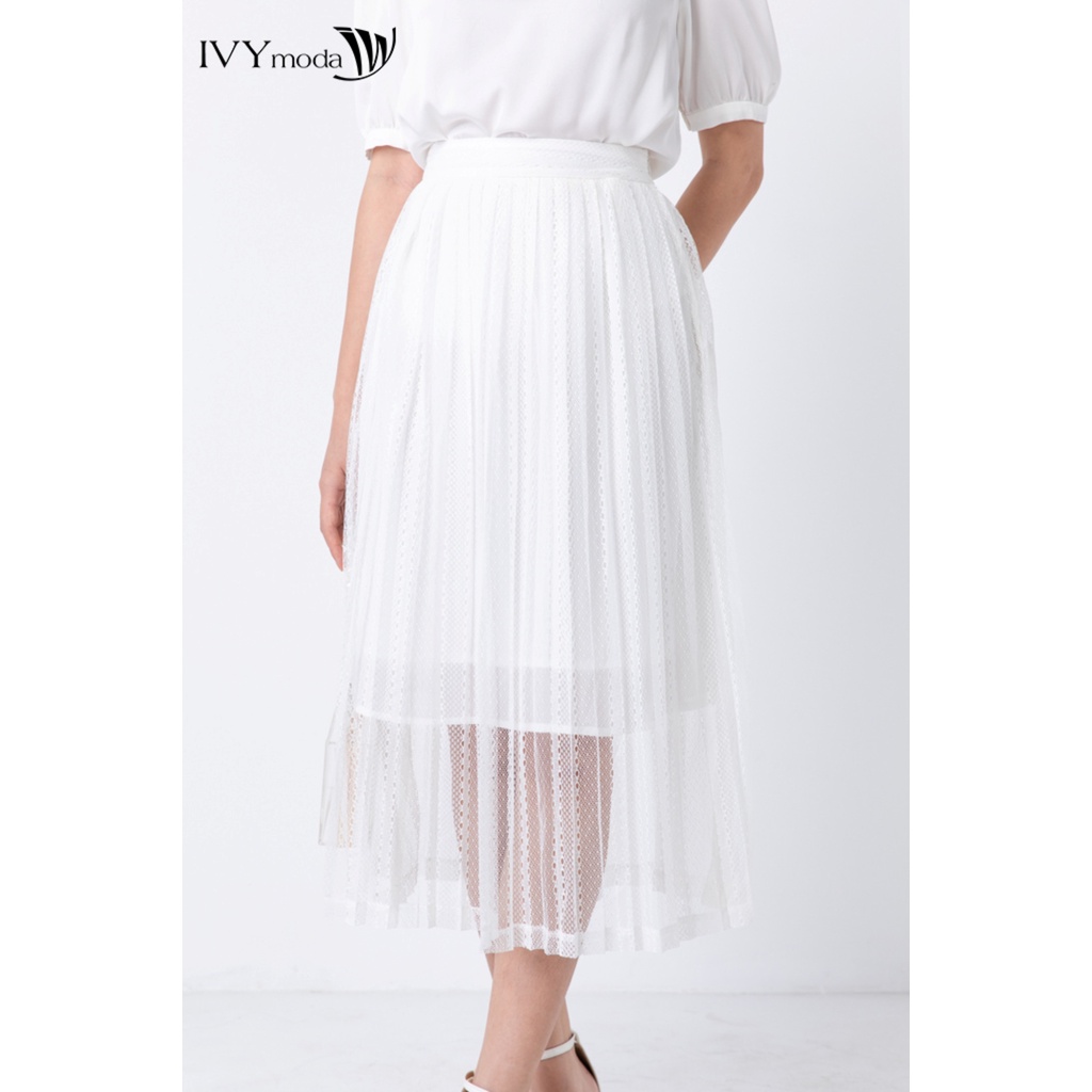 Chân váy ren dập ly IVY moda MS 31M6368