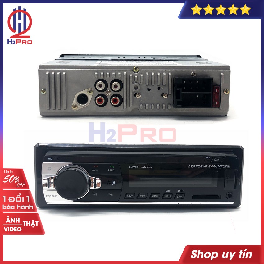 Đầu Nghe Nhạc MP3 Bluetooth-Đài FM JSD-520 H2Pro cao cấp Cho Ô Tô-Xe tải DC 12V-24V (1 chiếc)