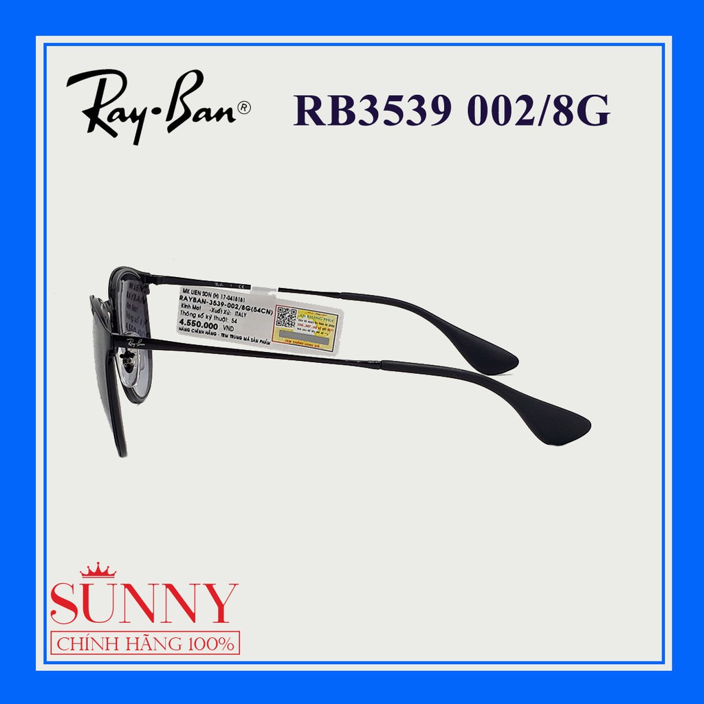 Kính mát nữ Rayban RB3539 nhiều màu chính hãng, thiết kế dễ đeo bảo vệ mắt
