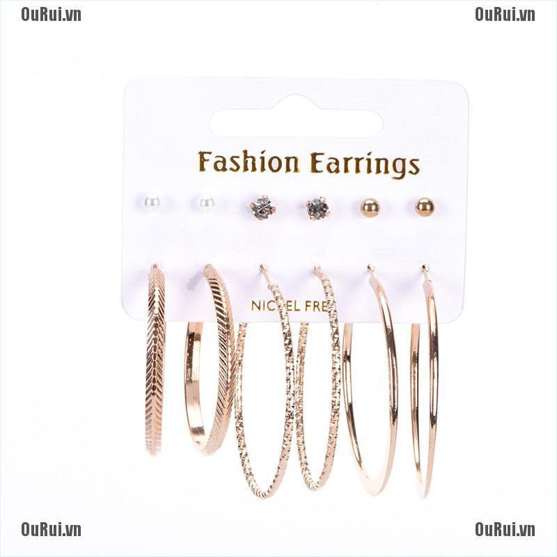 Bộ 6 Đôi Bông Tai Hợp Thời Trang Cho Nữ