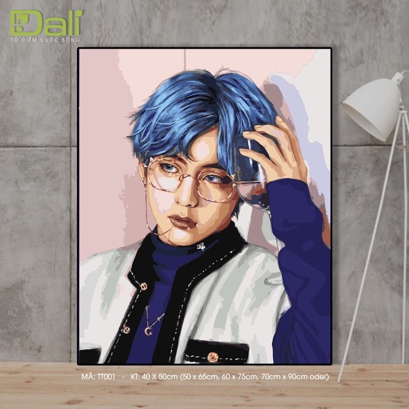 Sẵn Tranh số hoá tự tô màu theo số trên khung vải căng sẵn - Tranh Thần Tượng -tranh BTS Hàn Quốc - 