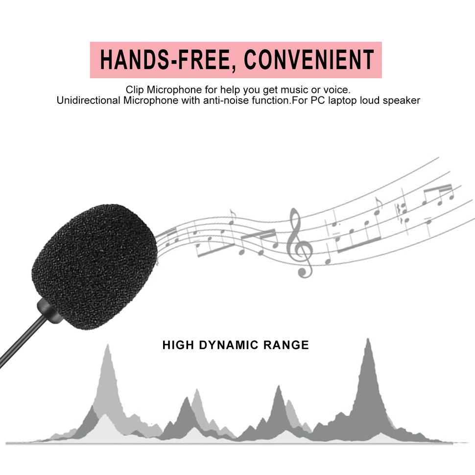 【SUN】Portable Size External 3.5mm Clip-on Lapel Lavalier Microphone For PC Laptop