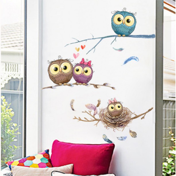 Decal dán tường hình Cú cành cây