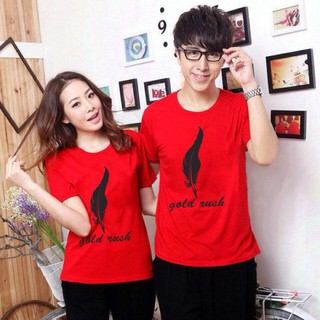 Hot áo thun cặp tình nhân in lông vũ màu đỏ Minh Hằng Store
