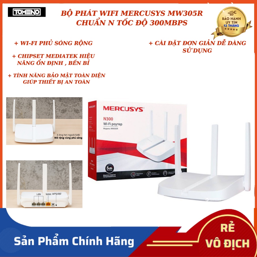 Bộ Phát Wifi ,cục kích Wifi , bộ thu sóng wifi Mercusys MW305R chuẩn N tốc độ 300Mbps , chính hãng , bảo hành 5 năm