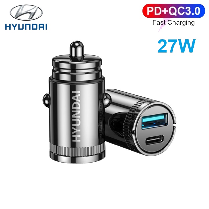 Tẩu sạc nhanh ô tô Hyundai C13, tích hợp 2 cổng PD+QC3.0 - bảo hành 6 tháng