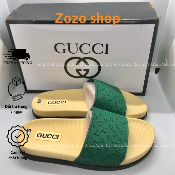 dép lê nam nữ gucci quai ngang đế vàng quai xanh đen full box bill cao cấp đẹp 2022 - Zozo store