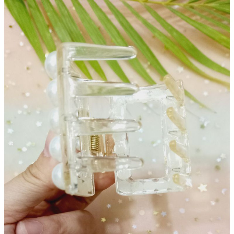 Kẹp Tóc Càng Cua Vuông Trong Suốt Hàn Quốc