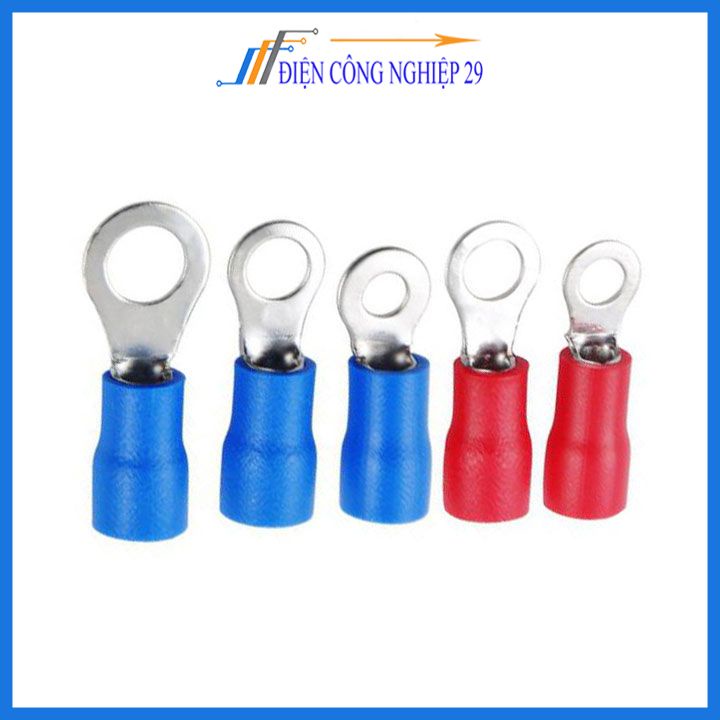 Đầu cos dây điện tròn bọc nhựa RV 1.25-3-4-5-8, Đầu cốt bấm dây điện 4mm 8mm, cosse  đồng đấu nối điện