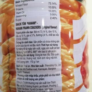 Snack Tôm Hanami Thái Lan Hanami Prawn Crackers (Lon 110g-bạc)