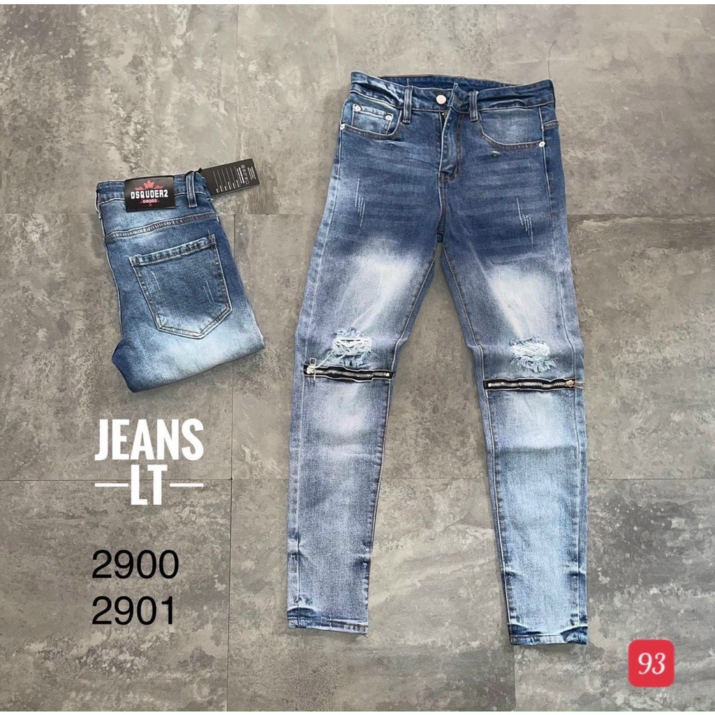 Quần Jean Nam Chất Bò DR 8493 RT Ống Côn Phối Dây Kéo Cá Tính Trẻ Trung ( Siêu Rẻ)