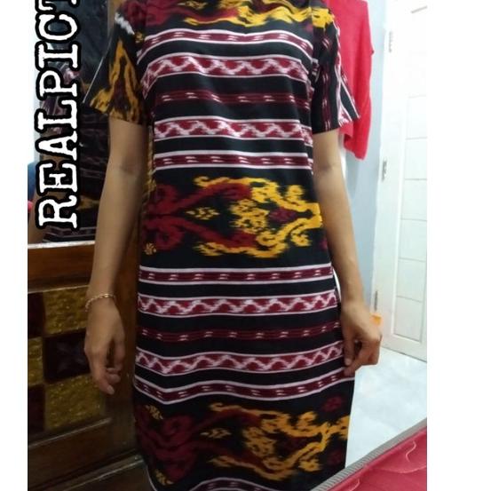 Bán Chạy Hàng Đầu Đầm Batik Tay Ngắn Loe Phối Ren Họa Tiết Thổ Cẩm Jumbo YUMNA Mật Trung Quốc Cho Nữ