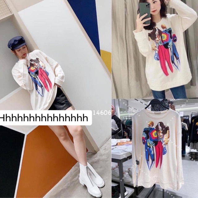 Áo nỉ xuất Zara màu be