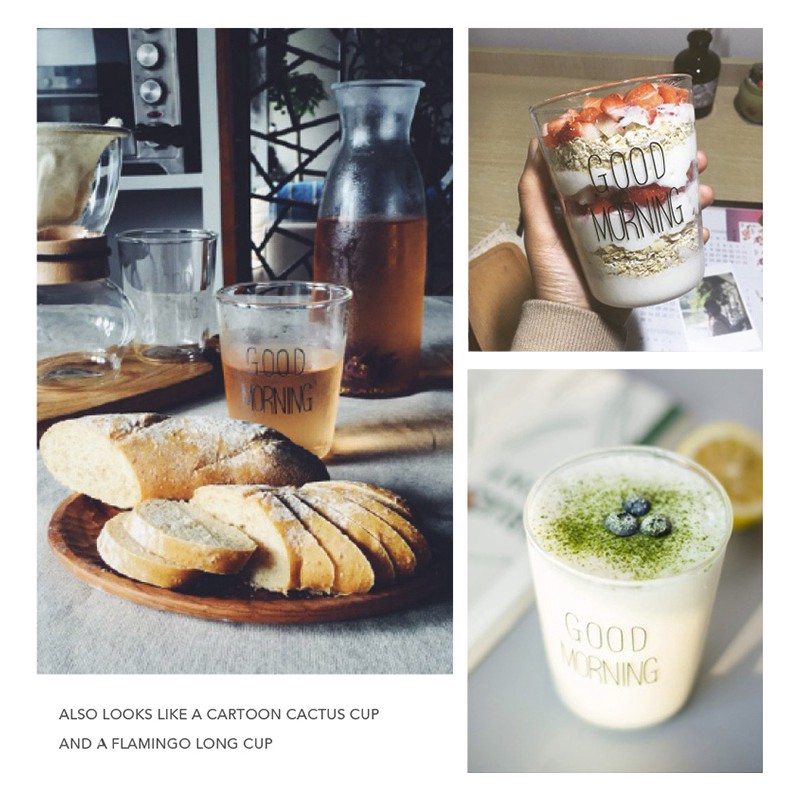 Cốc thủy tinh chịu nhiệt SWEEJAR in chữ Good Morning xinh xắn