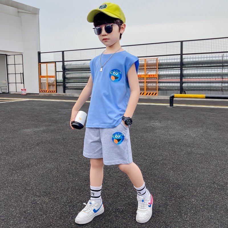 Bộ Hè Ba Lỗ Sát Nách MNOSTRE Cho Bé Trai, Quần áo bé trai từ 7-18kg sa