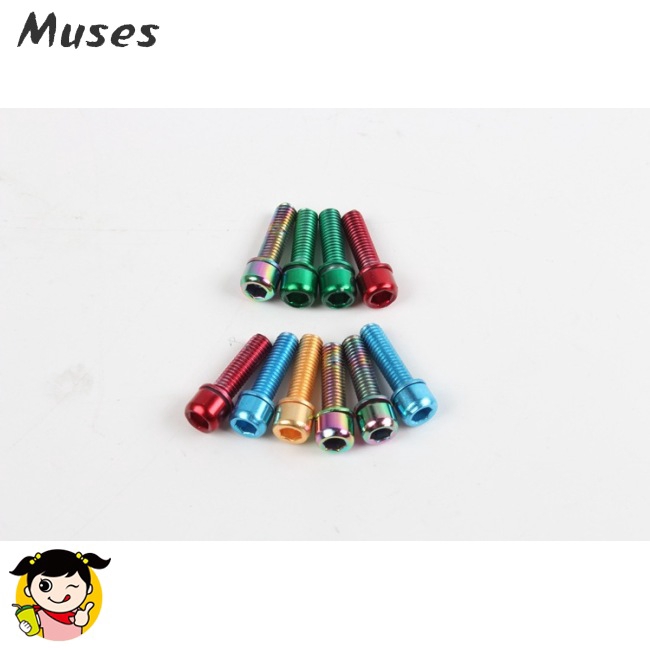 Muse07 Set 6 đinh vít M5*18MM nhiều màu mạ titan chuyên dụng cho tay lái cho xe đạp MTB