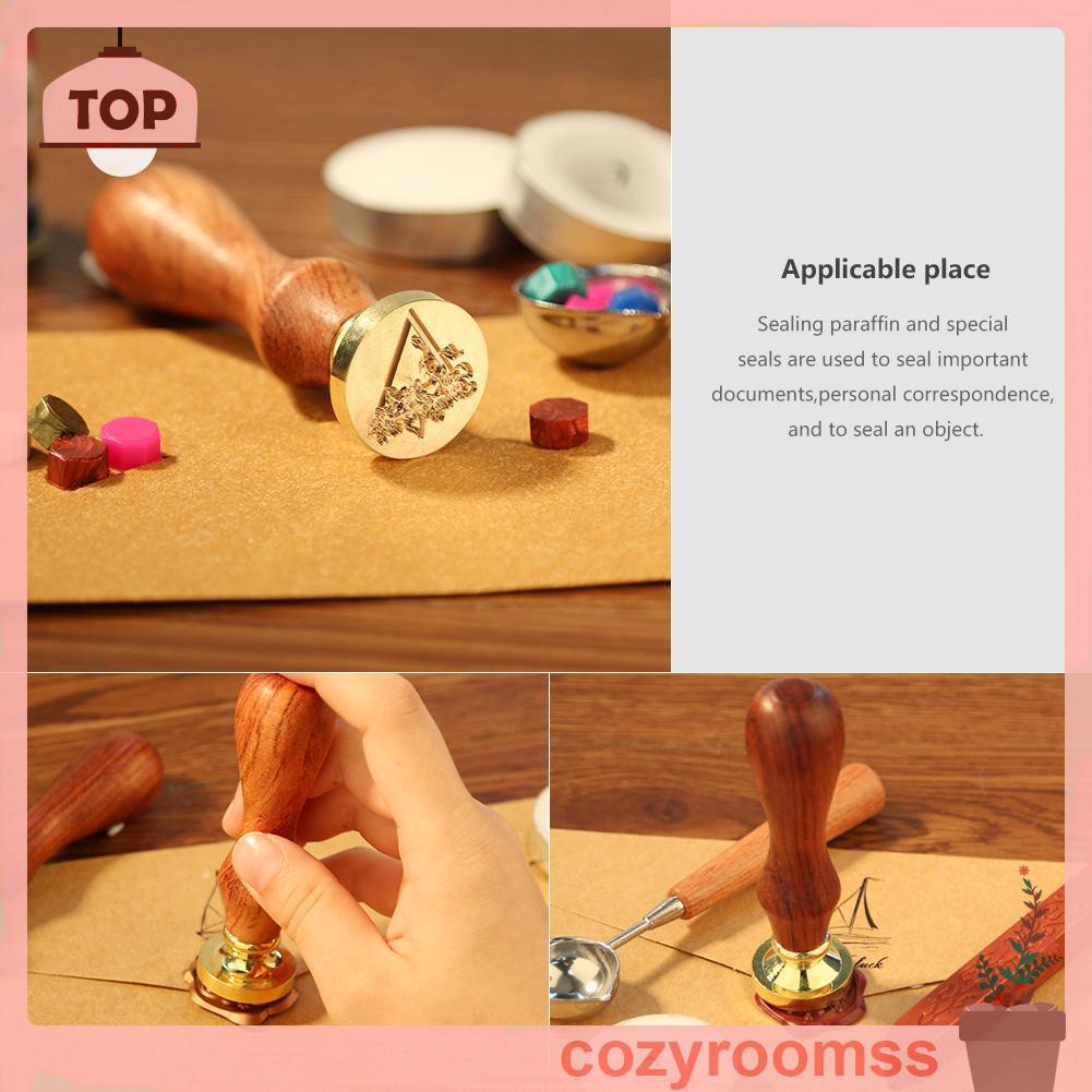 Sáp Retro Plant Pattern Wax Seal Stamps Wooden Handle Sealing Wax DIY Crafts