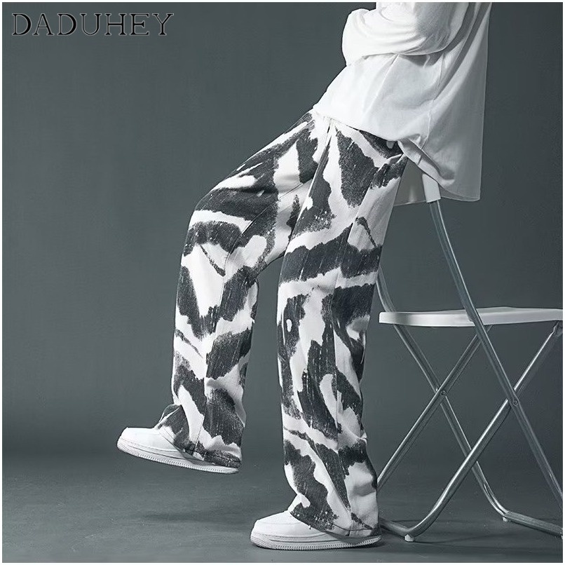 DaDuHey Men's 2022 New Autumn Loose Camouflage Cargo Pants Ins Trendy Fashion Tie-Dyed Casual Pants