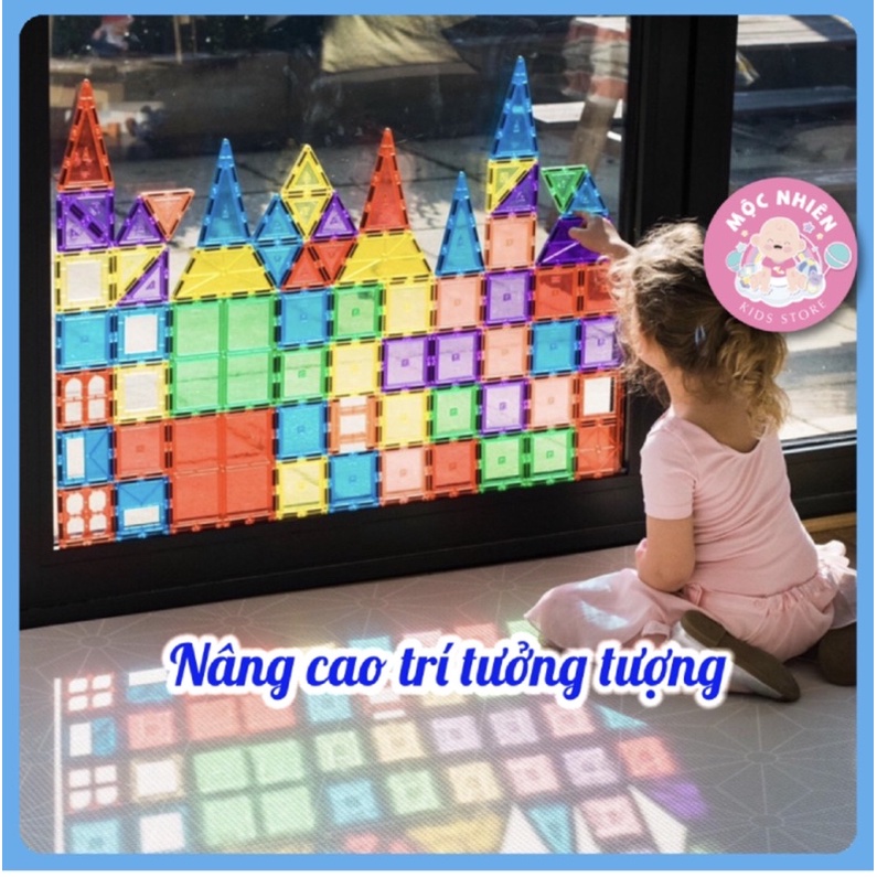 Đồ chơi xếp hình nam châm ánh sáng cầu vồng Magnetic Tiles chính hãng Xinbida an toàn cho bé từ 3 tuổi trở lên