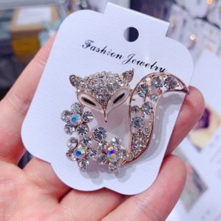 Cài áo hồ ly đính đá sang trọng phong cách cổ trang