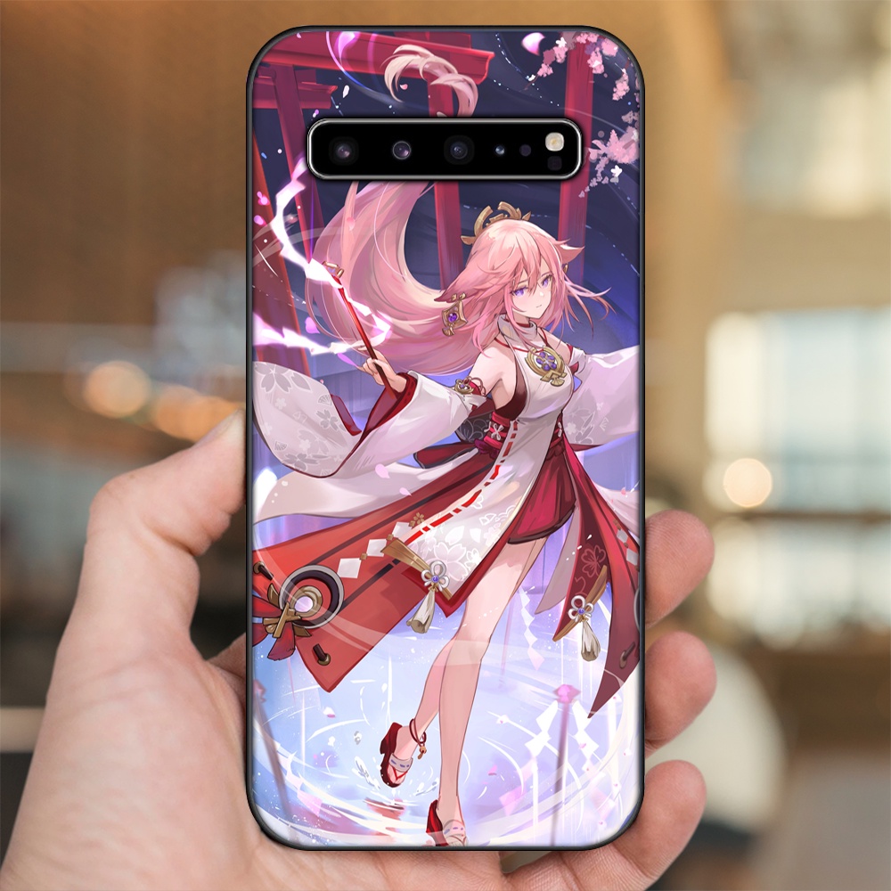 Ốp lưng Samsung S10, S10 5G, S10 Plus viền đen in hình Yae Miko Genshin Impact