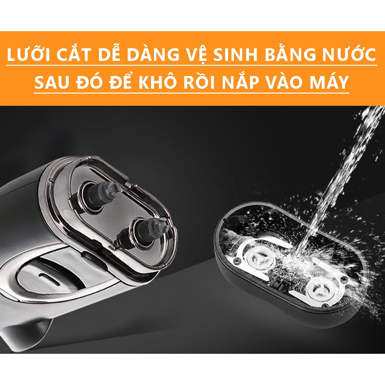 Máy Cạo Râu Khô Cầm Tay Mini Nhỏ Gọn 2 Lưỡi Cắt - Đầu Sạc Liền Máy Chuyên Dụng