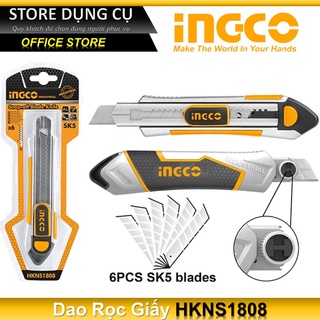 100x18mm dao rọc giấy ingco hkns1808 | vỏ hợp kim nhôm