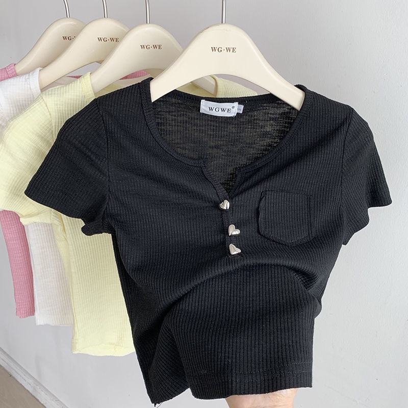 Áo Thun Tay Ngắn Cổ Chữ V Thời Trang Mùa Hè Dành Cho Nữ