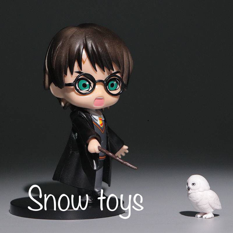 Mô hình Harry Potter - Set 3 Mô hình Harry Potter Hermione Granger Ron Weasley cùng vật nuôi Cú Mèo Chuột - Cao 9,5cm