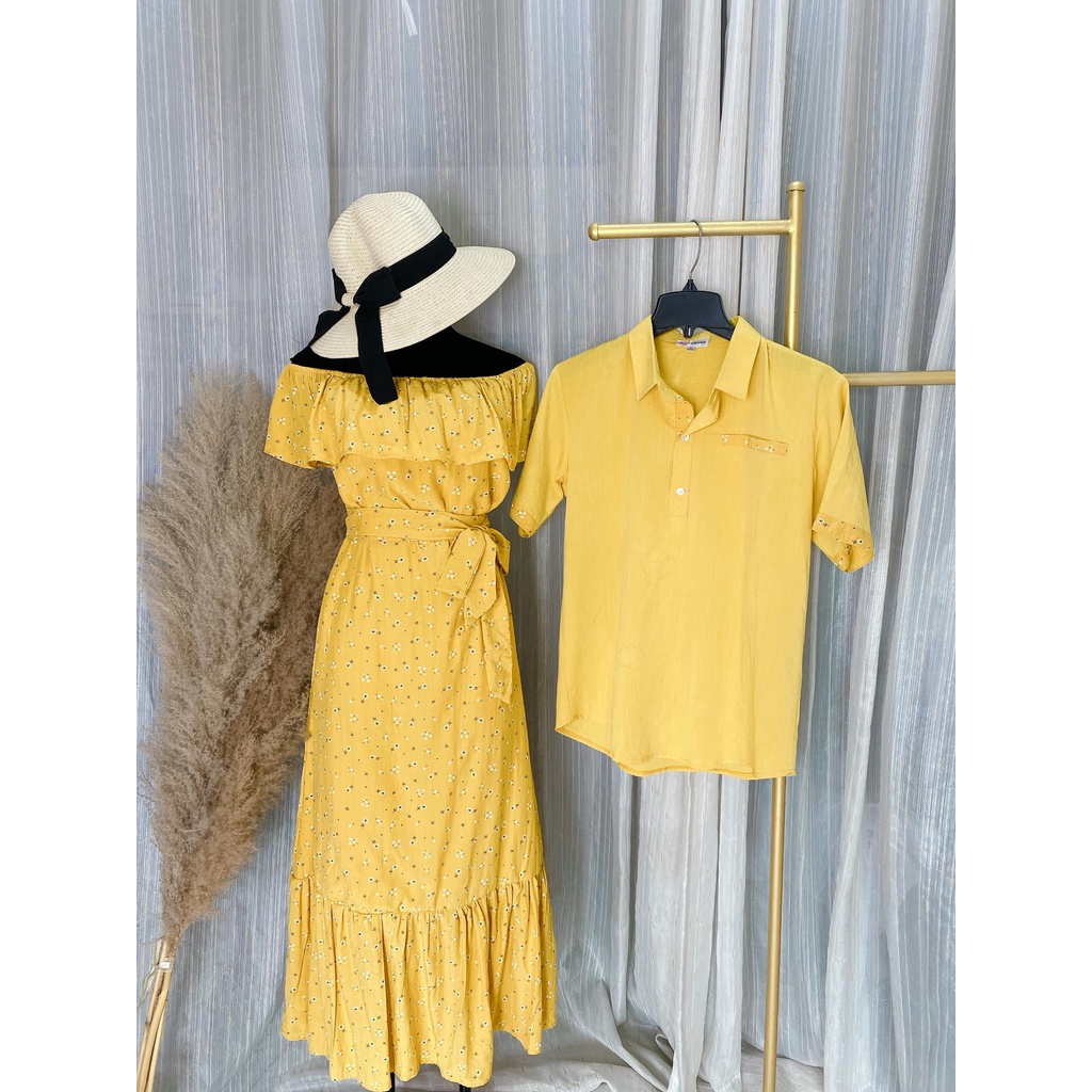 Set Gia Đình Vàng Tươi Hoa Nhí Xinh Lung Linh Fullsize 7-100kgs Chất Vải Đũi Cực Kỳ Mềm Mịn Thoáng Mát