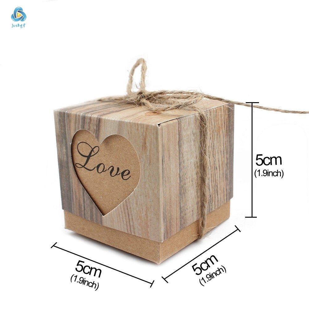 50 Hộp đựng quà giấy chất liệu kraft kèm dây buộc bền ngoài dùng để làm quà cưới