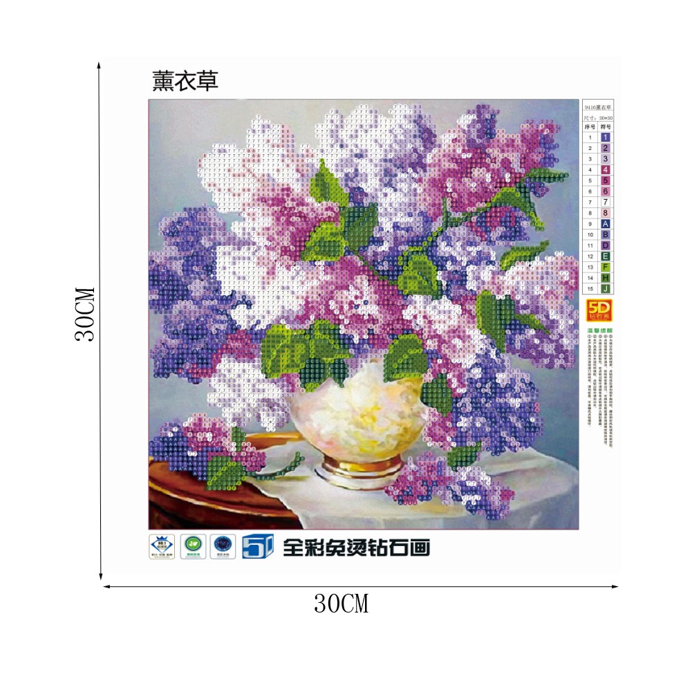 Tranh Thêu Trang Trí Thủ Công 5D Hình Hoa Oải Hương (Mũi Thêu Hình X)