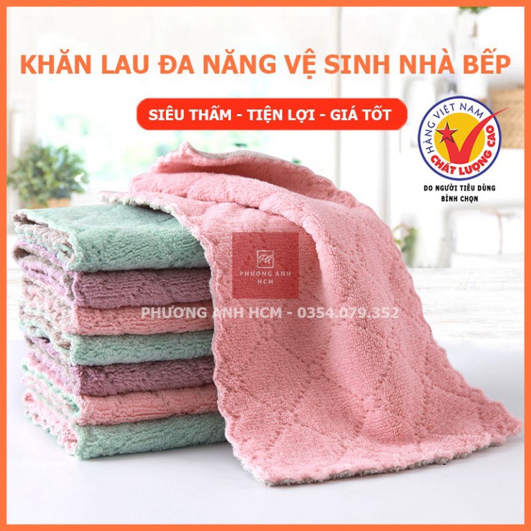 Khăn Bông Lau Bếp, Lau Tay, Lau Chén Bát - Khăn Vệ Sinh Đa Năng 2 Mặt Siêu Thấm Hút