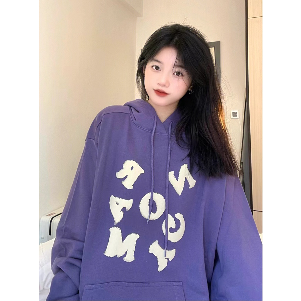 NRVP Áo Hoodie Tay Dài Oversize In Họa Tiết Phong Cách Hàn Quốc Kiểu Mới Cho Nam / Nữ