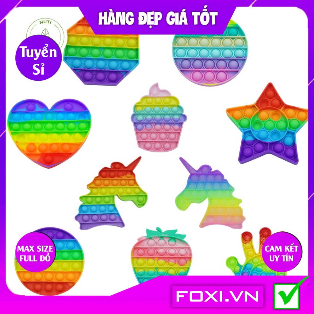 Đồ chơi thông minh cho bé Popit - hàng loại 1,dày-nốt to với nhiều hình dạng đáng yêu-giảm căng thẳng mệt mỏi hiệu quả