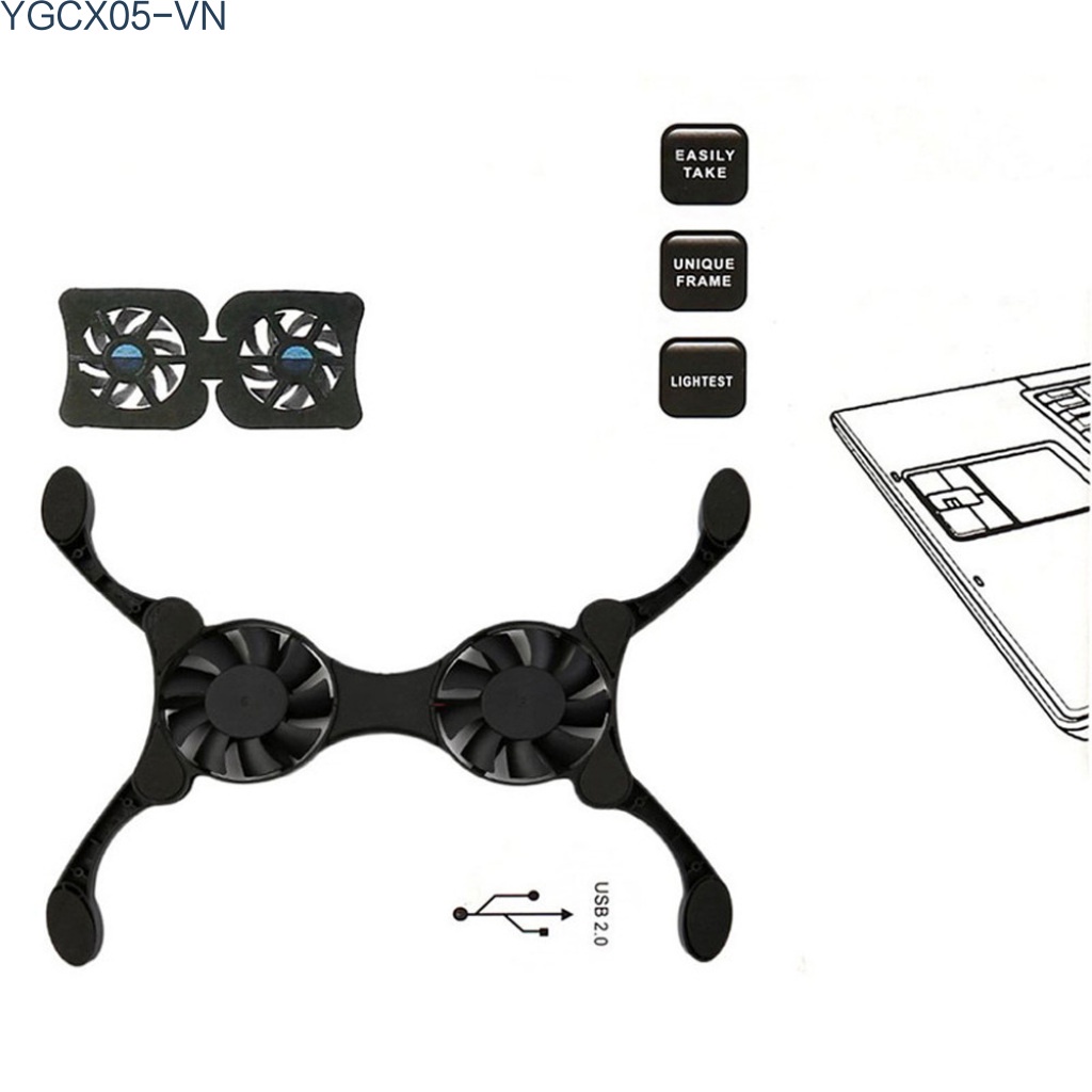 Quạt Tản Nhiệt Usb 2ans Có Đèn Yên Tĩnh Cho Laptop / Notebook Đứng | BigBuy360 - bigbuy360.vn