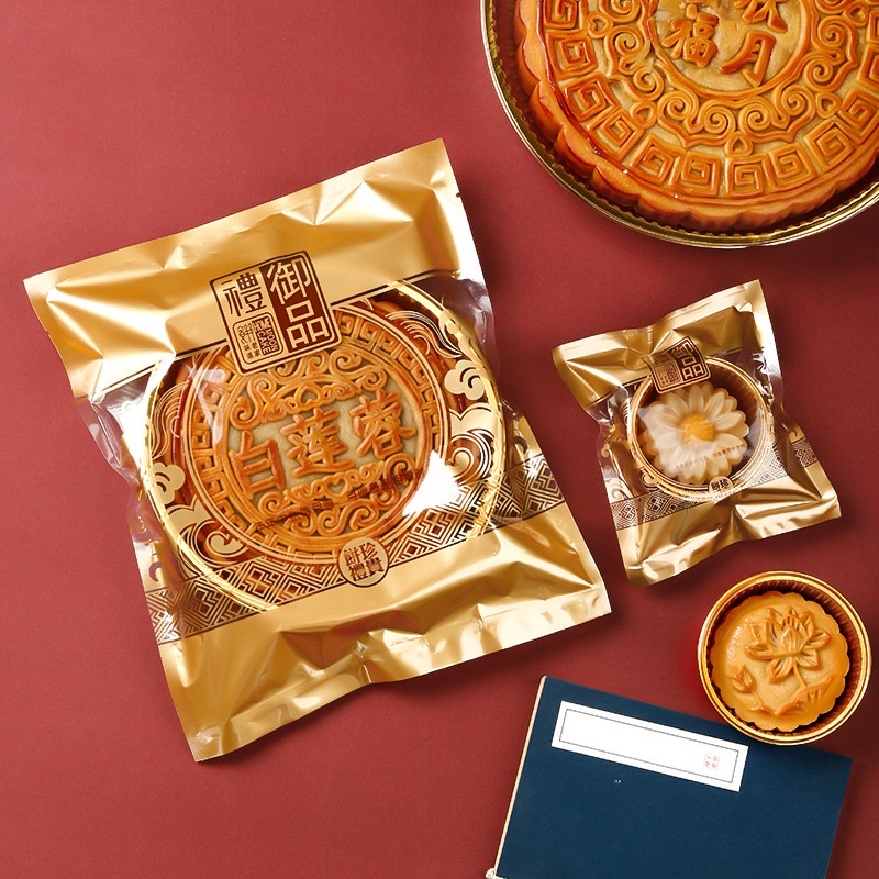 set 100 vỏ khay túi bánh 200g nhũ đồng đựng bánh trung thu