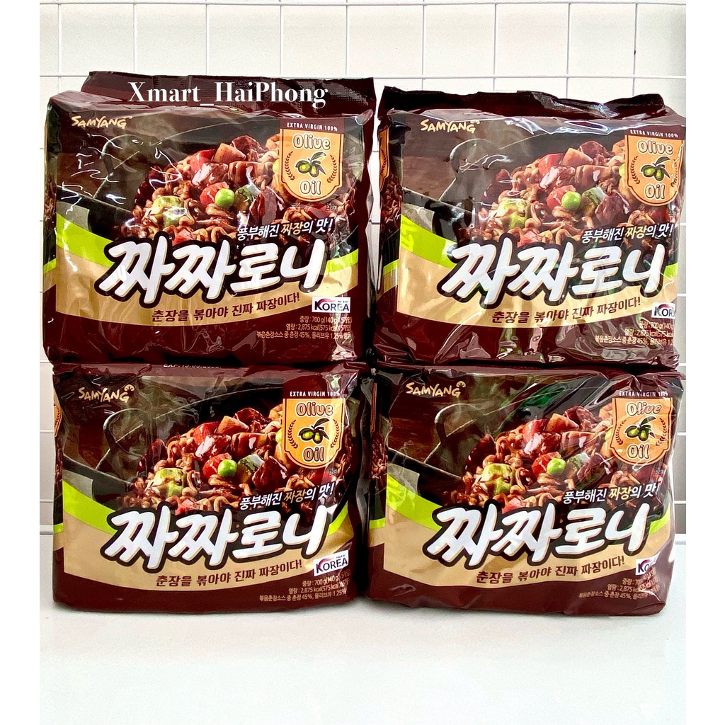 Lốc 5 Gói Mì Trộn Tương Đen SamYang Olive Oil Hàn Quốc 140g/Mỳ Trộn Tương Đen Hàn Quốc 8801073101524
