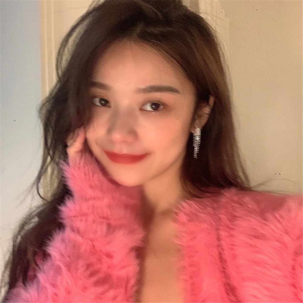 Bông Tai Mạ Bạc 925 Dáng Dài Đính Đá Zircon Phong Cách Hàn Quốc Thời Trang Cho Nữ