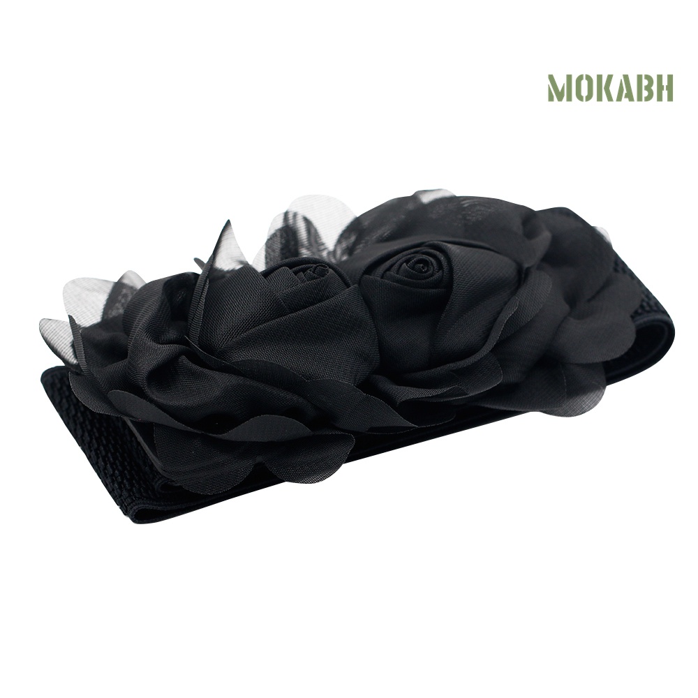 Thắt Lưng Bản Rộng Co Giãn Mặt Hoa Hồng Thời Trang Cho Nữ