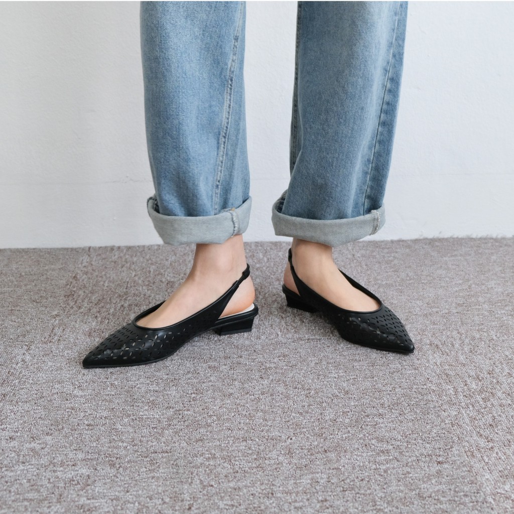 Punched slingbacks - Giày quai hậu mũi nhọn Hàn Quốc