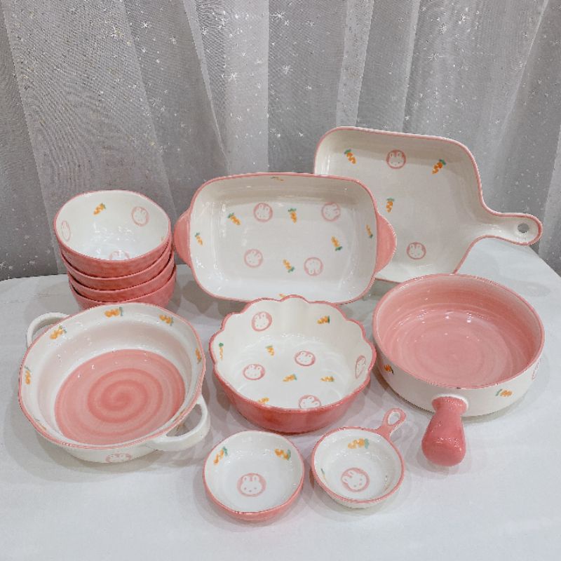 Set bát đĩa thỏ cà rốt tách lẻ