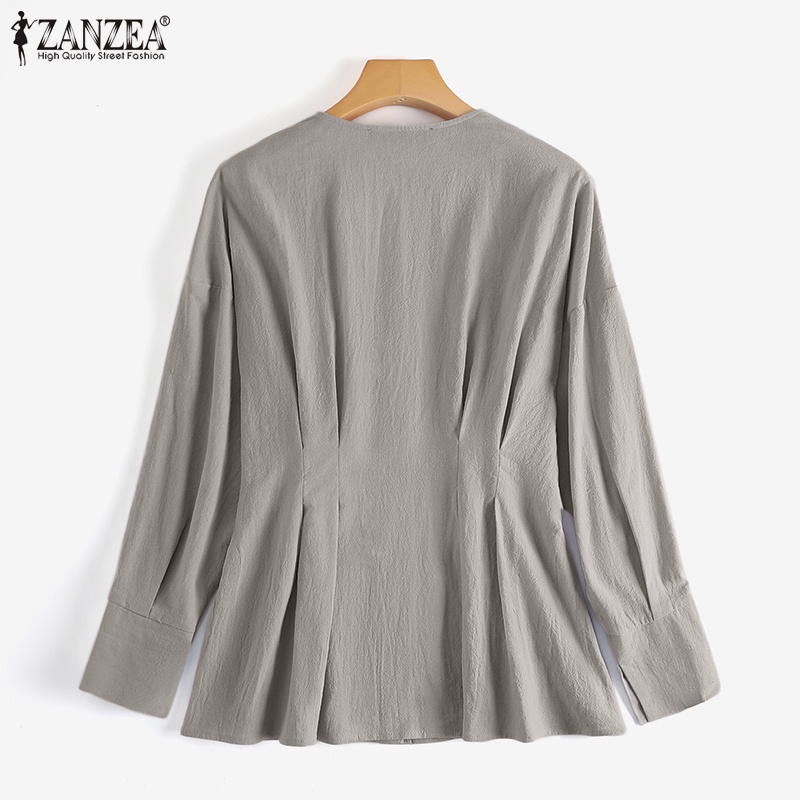 Áo kiểu Zanzea dài tay cổ chữ V thời trang cho nữ
