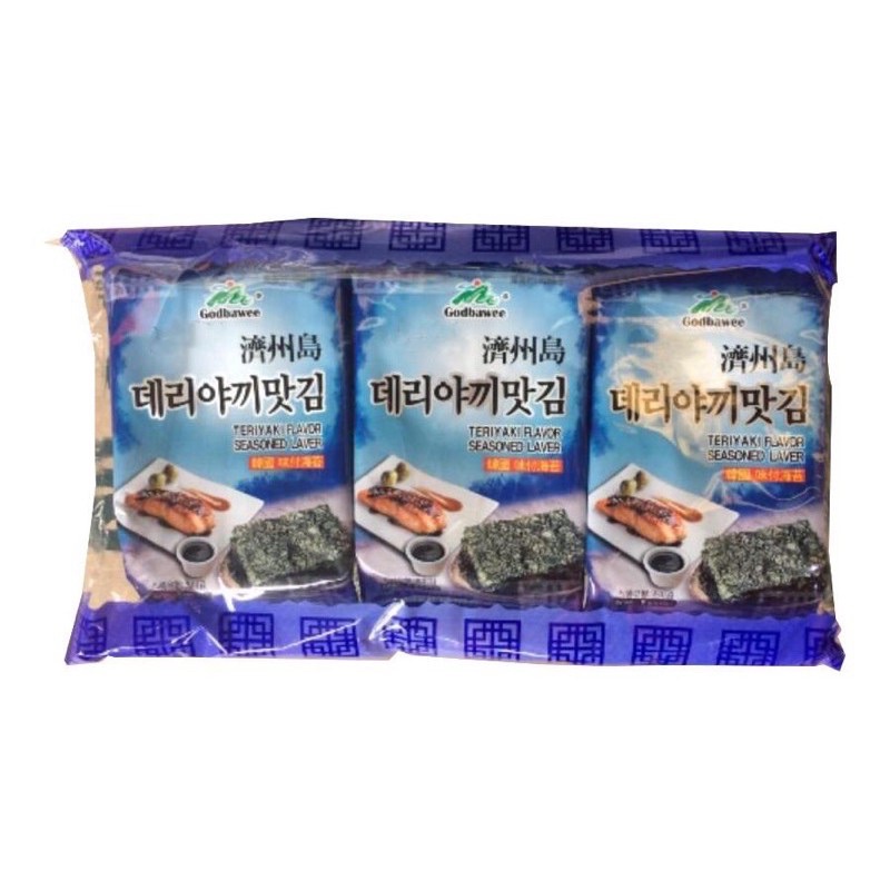 Rong Biển Ăn Liền Vị BBQ TERIYAKI Godbawee 5g Lốc 3 Gói