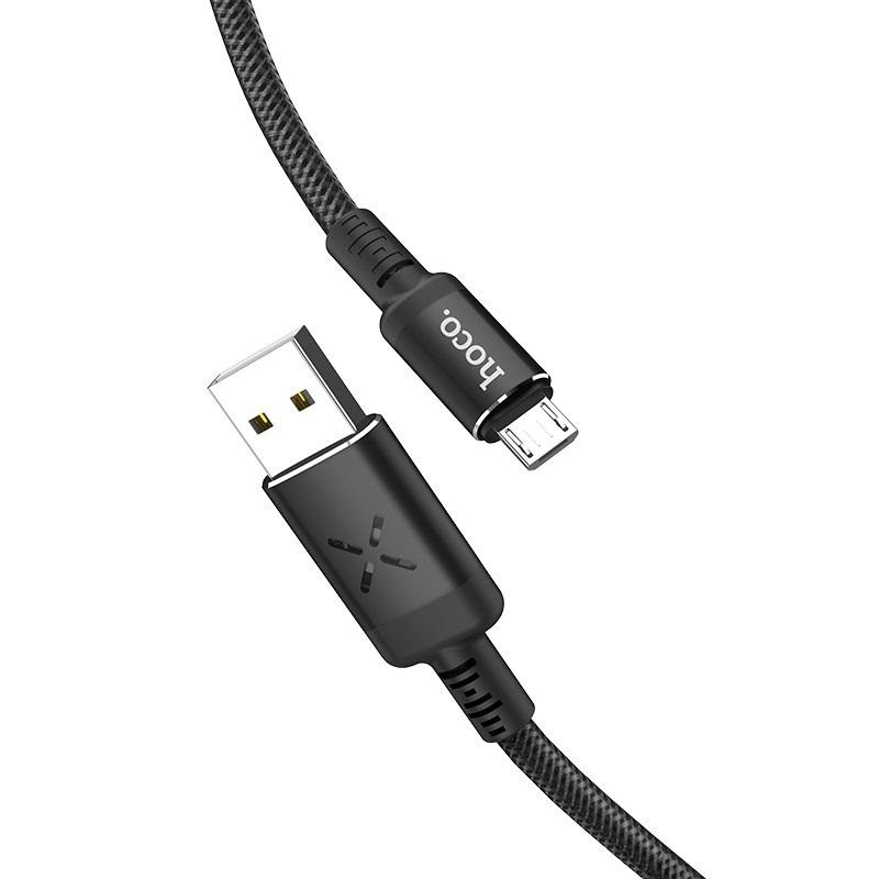 Cáp sạc và truyền dữ liệu Hoco U63 Spirit cổng microUSB Output 2,4A Max, QC3.0, dài 1.2M, có đèn Led nhấp nháy