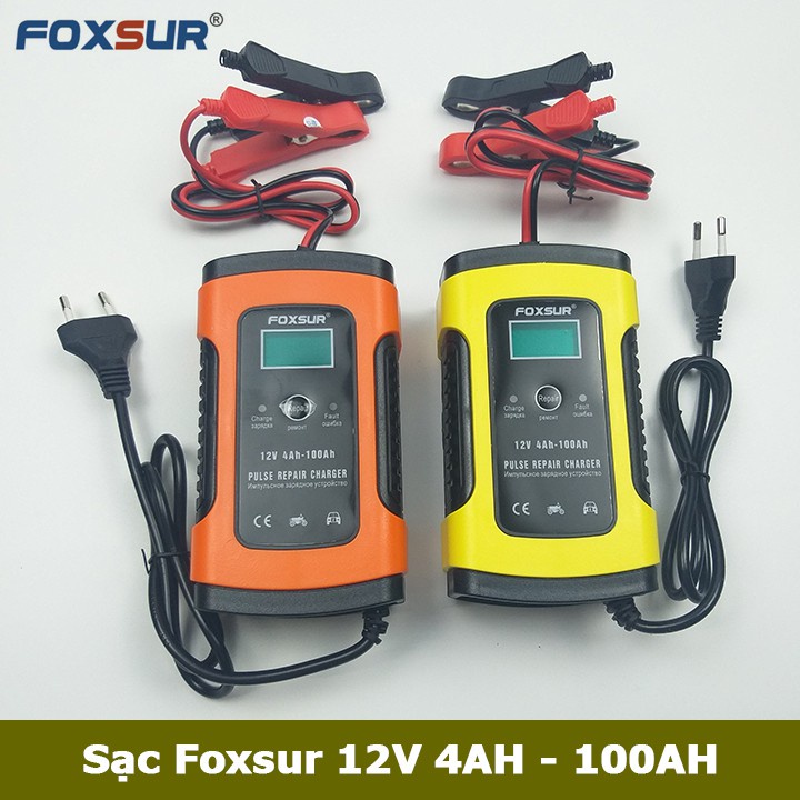 Sạc bình ắc quy 12V 4Ah - 100Ah FOXSUR tự ngắt