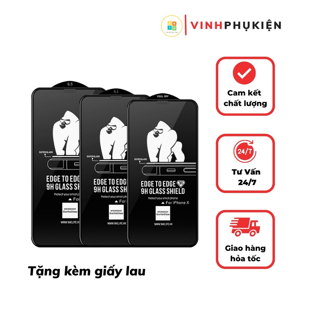 Kính cường lực 3d kingkong wekome 7plus 8plus x xr xsm 11 11pro 11promax 12 12pro 12promax 13 13pro 13promax